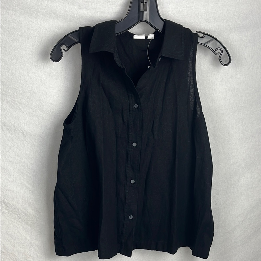 GAP Black Sleeveless Boxy Button Down Shirt xs new